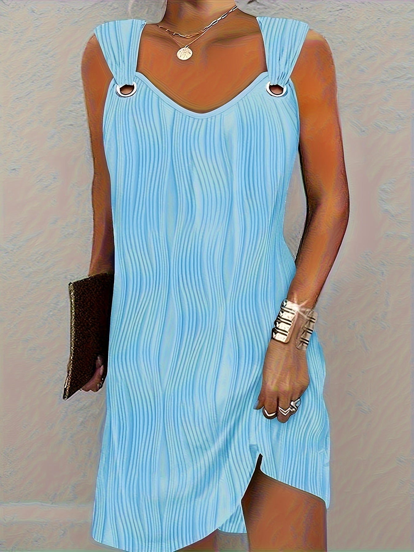 Harper™ | Wavy Stripe Sleeveless Mini Dress