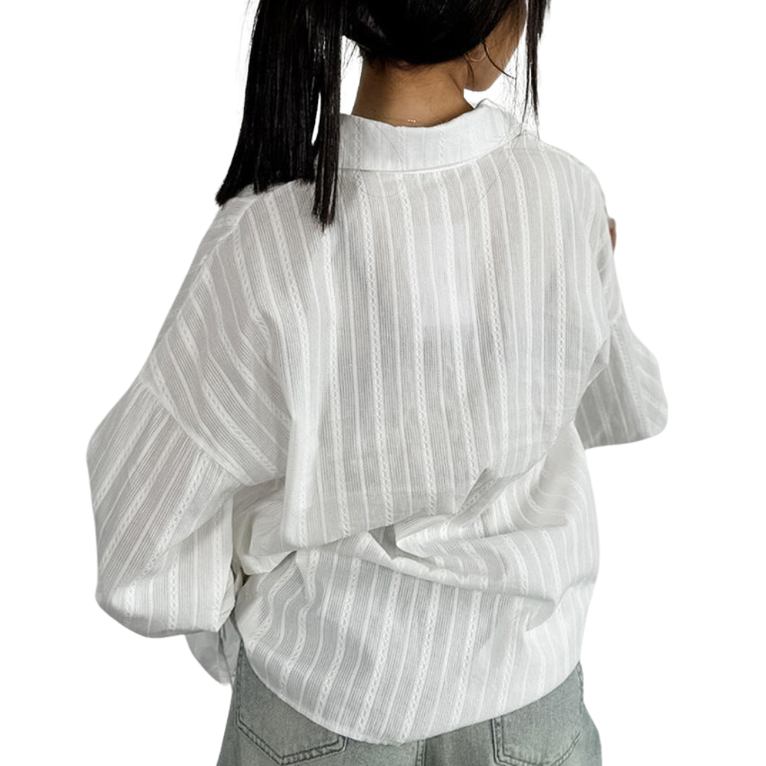 Sofie™ | Striped Tie-Cuff Button-Up Blouse