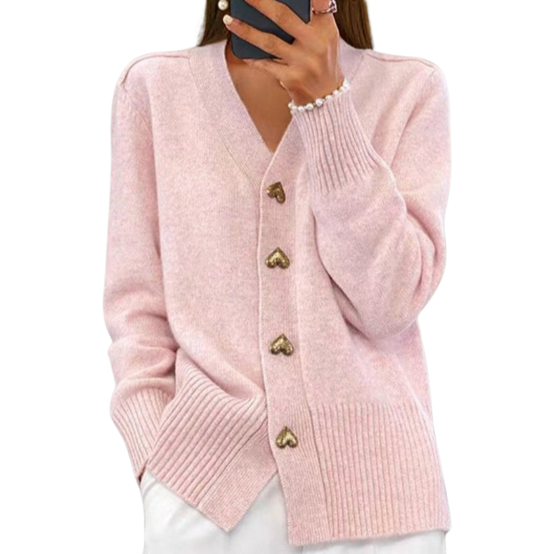 Sofie™ | Elegant Heart Button Cardigan