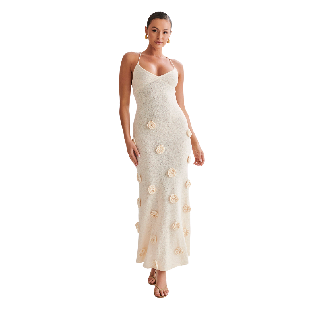 Sofie™ | Suki Knit Maxi Dress With Flowers Nude