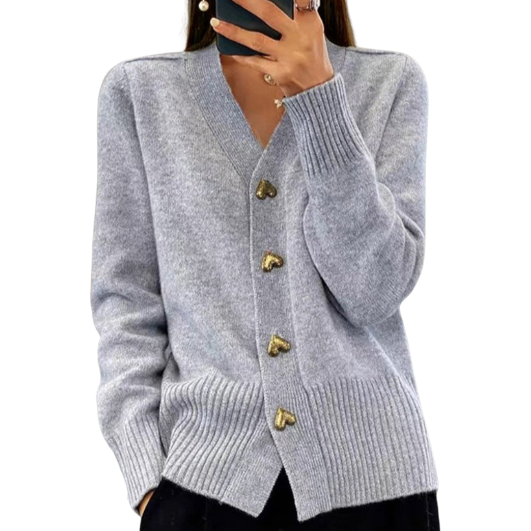 Sofie™ | Elegant Heart Button Cardigan