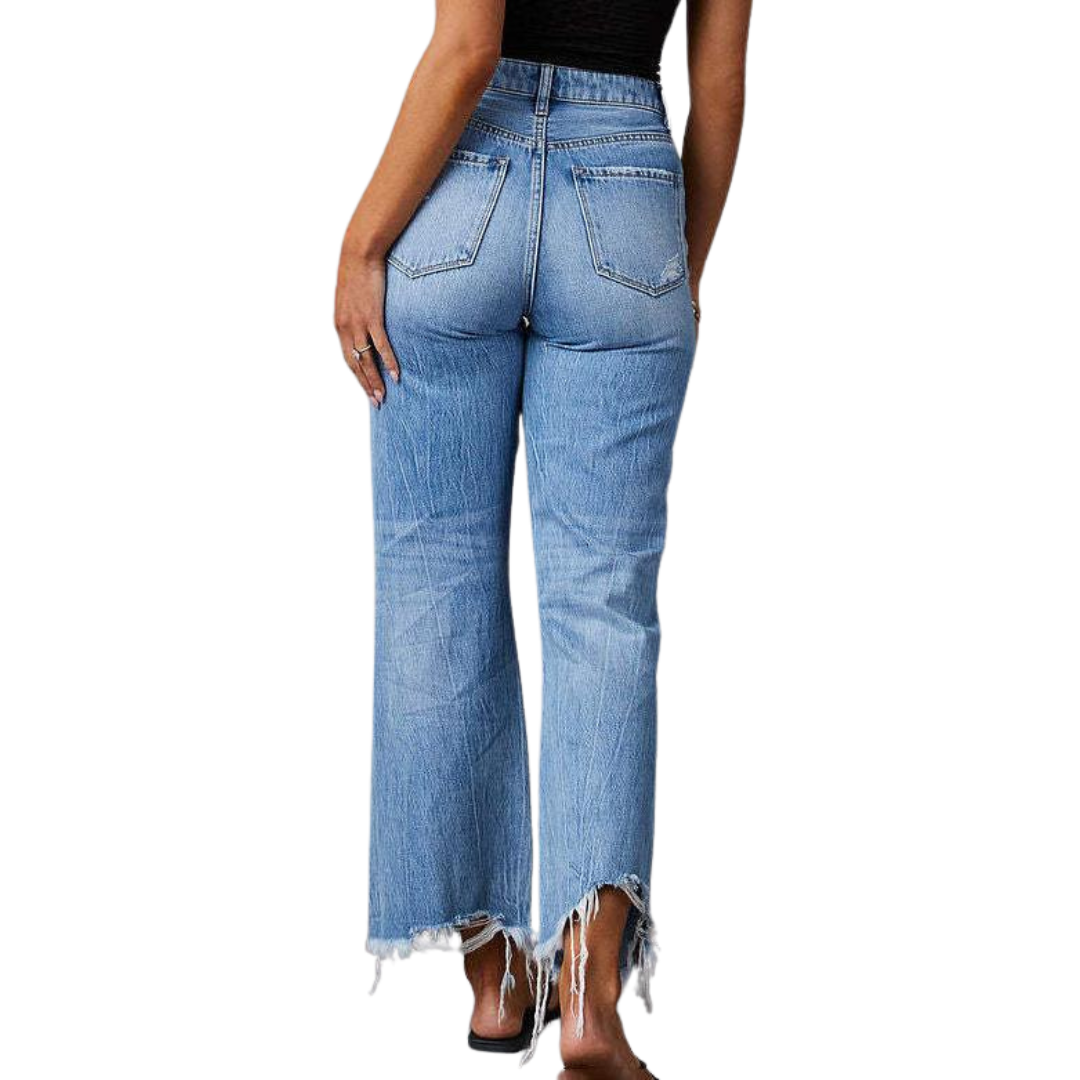 Sofie™ | High-Waisted Distressed Wide-Leg Jeans