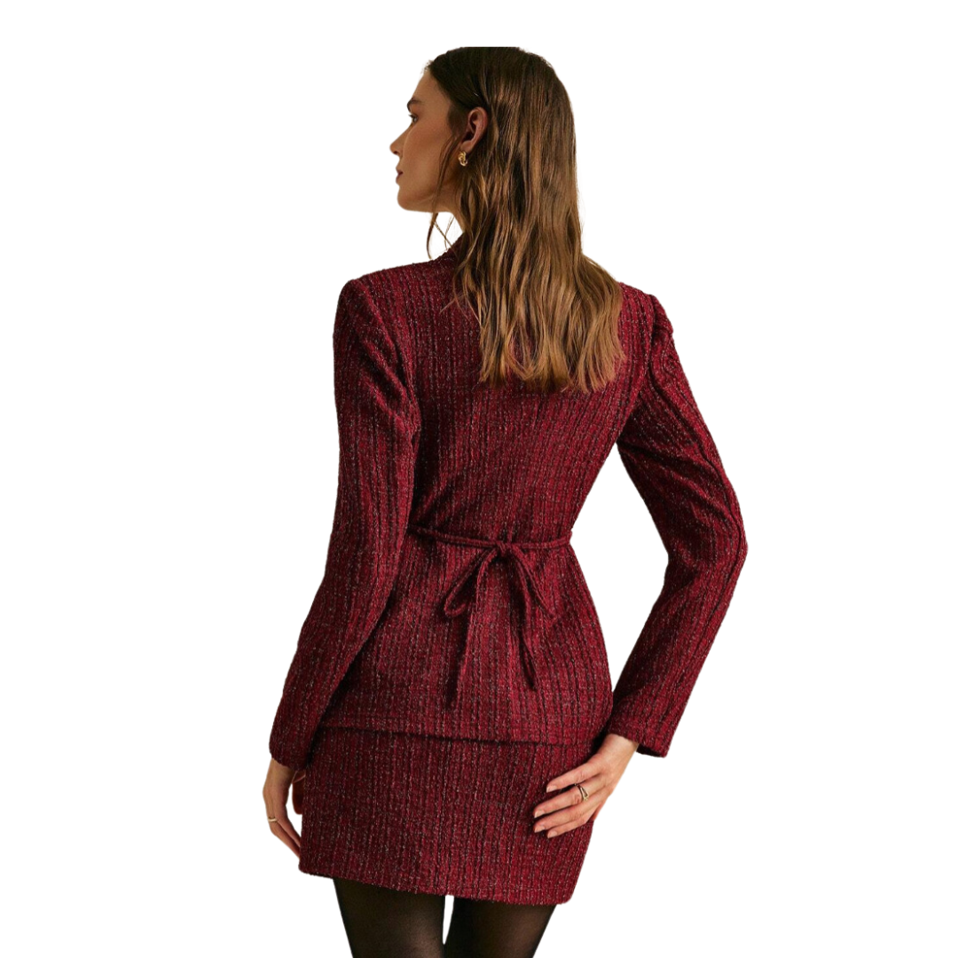 Sofie™ | Burgundy Gold-Button Blazer