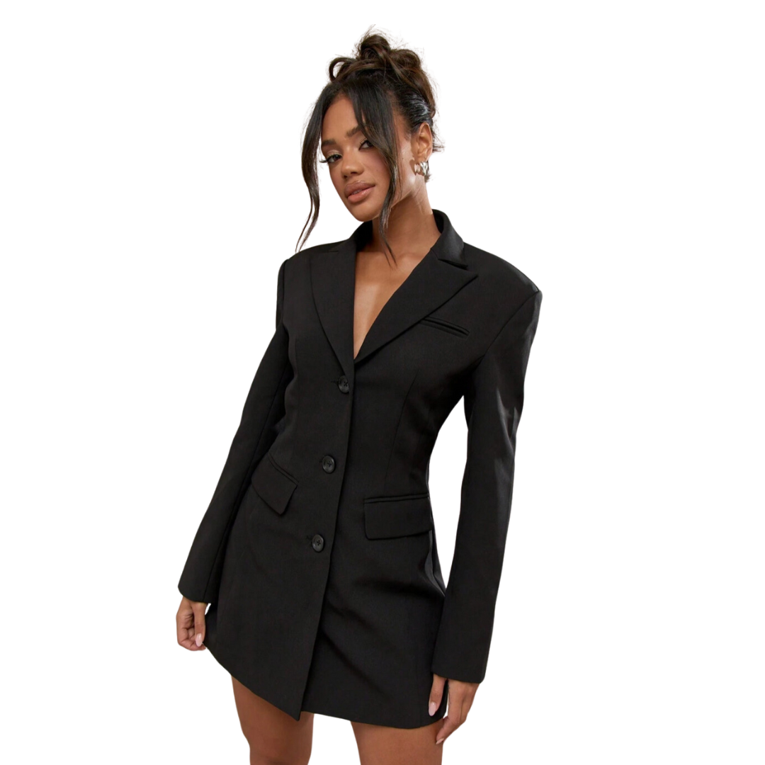 Sofie™ | Black Single-Breasted Blazer Dress