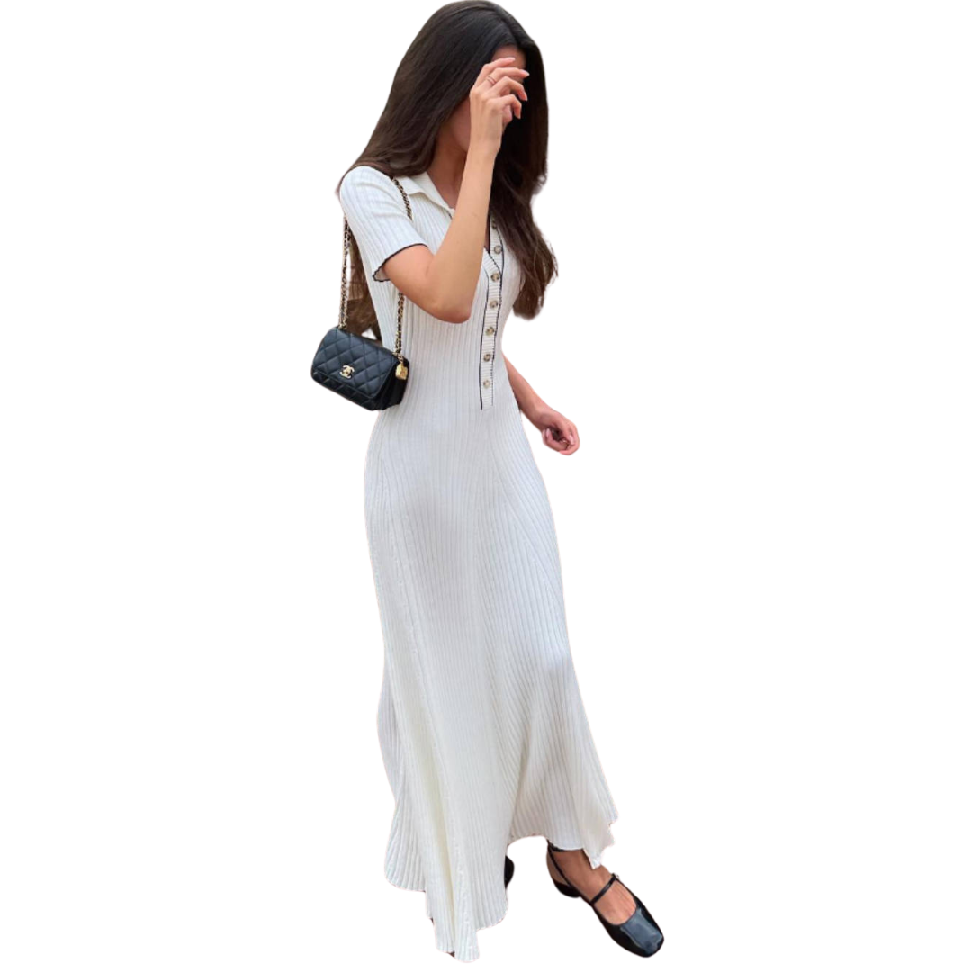 Sofie™ | Ribbed Polo Maxi Dress