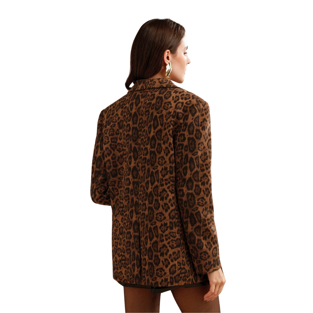 Sofie™ | Leopard Print Single Button Blazer