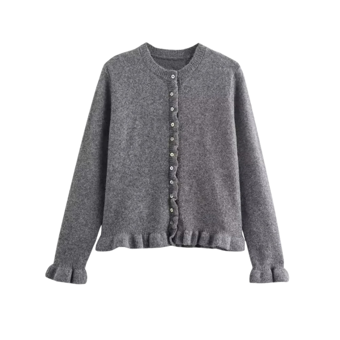 Sofie™ | Chic Knitted Cardigan with Buttons and Ruffles