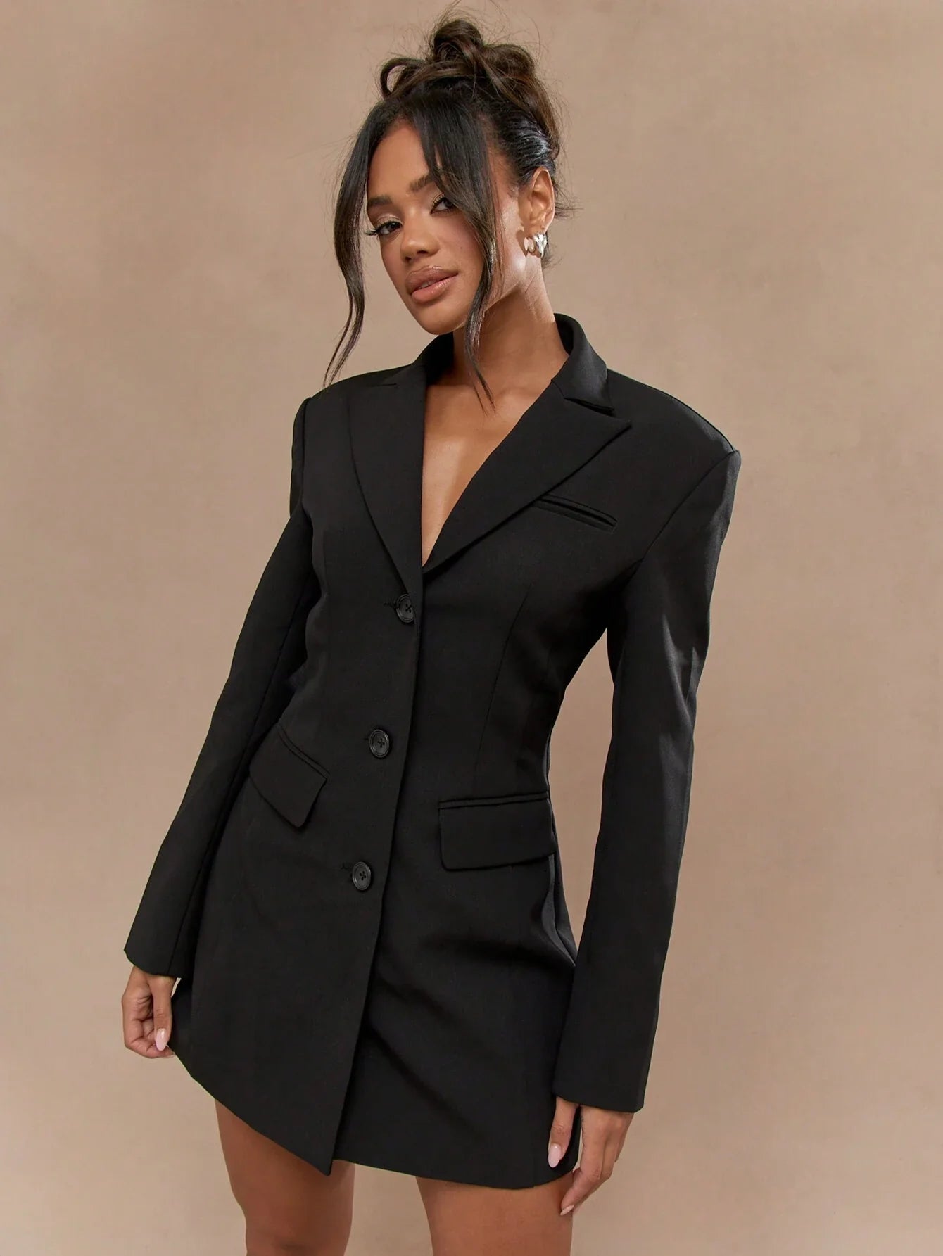 Sofie™ | Black Single-Breasted Blazer Dress