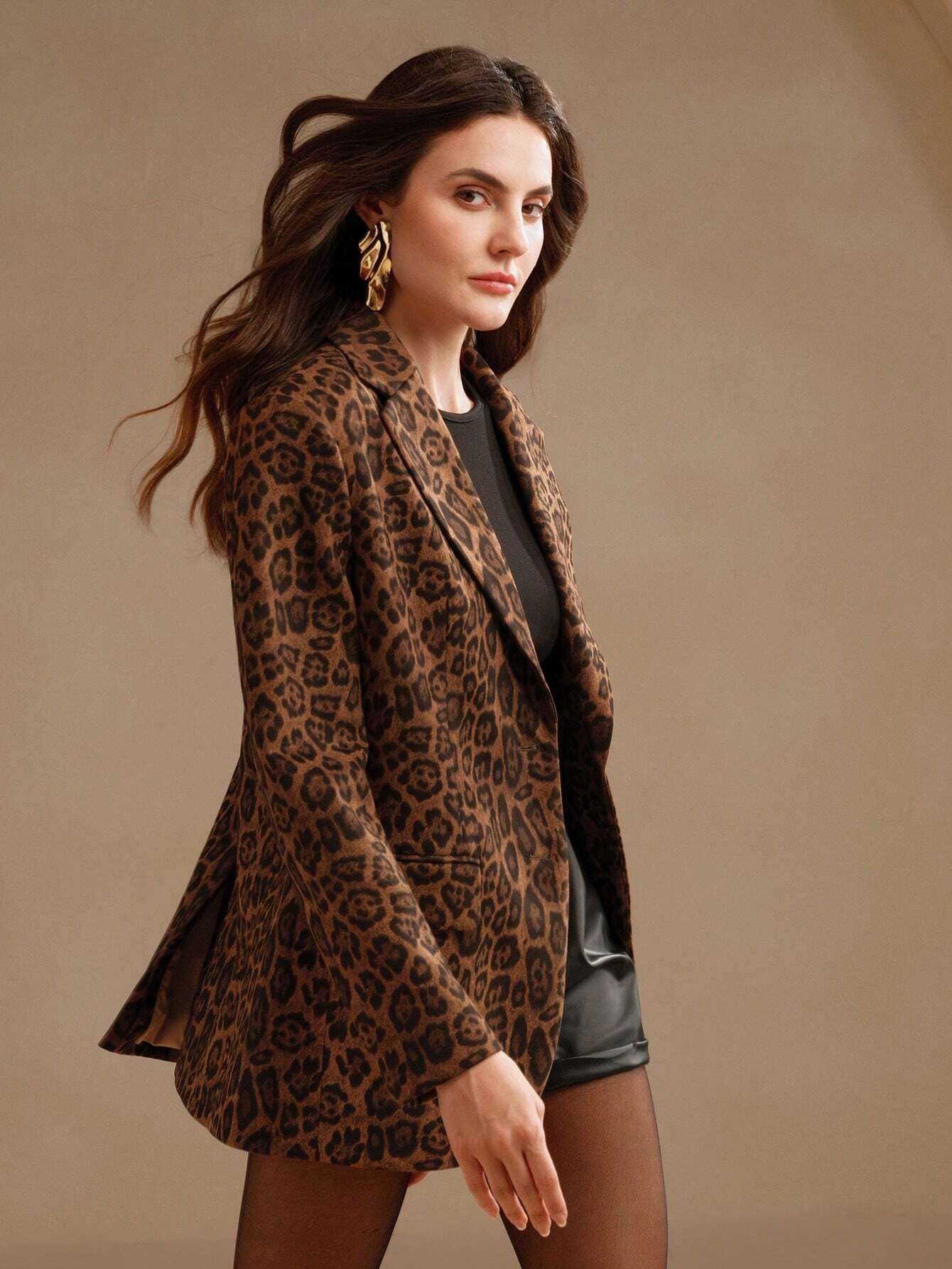 Sofie™ | Leopard Print Single Button Blazer