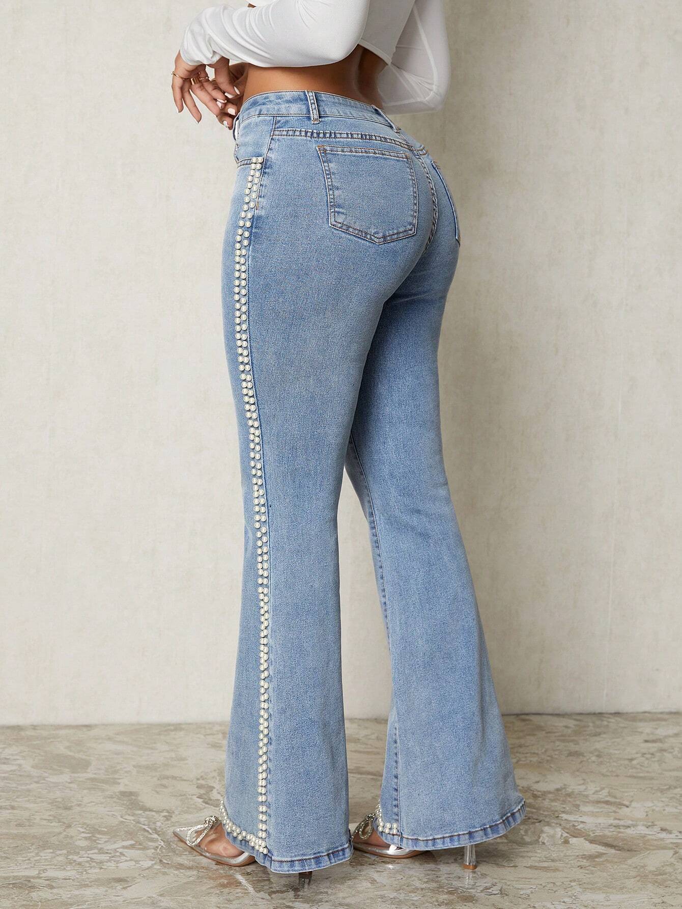 Sofie™ | Pearl-Embellished High-Waisted Flare-Leg Jeans