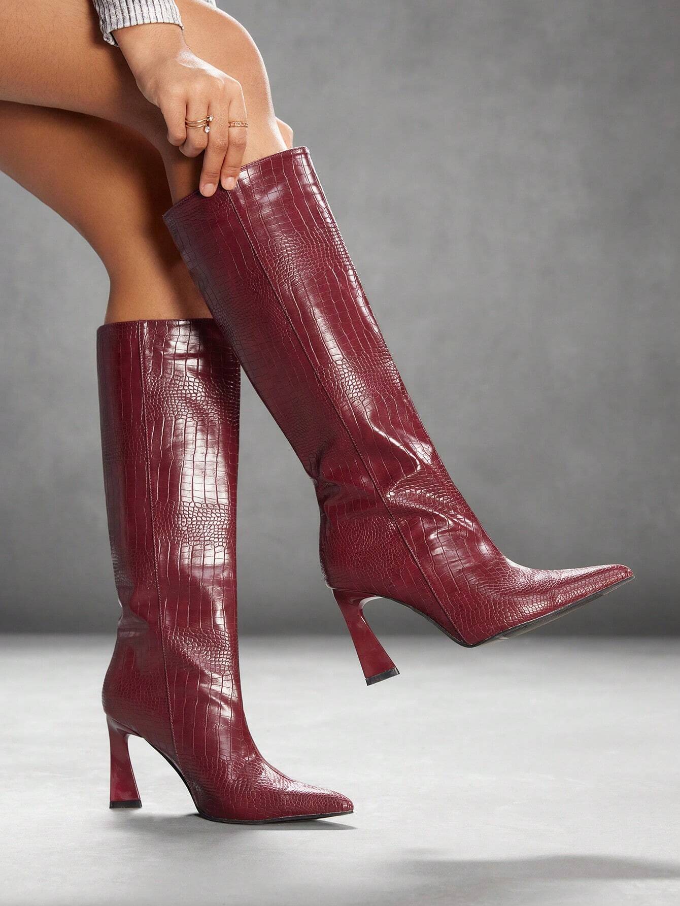 Sofie™ | Victoria Croc-Embossed Knee-High Boots