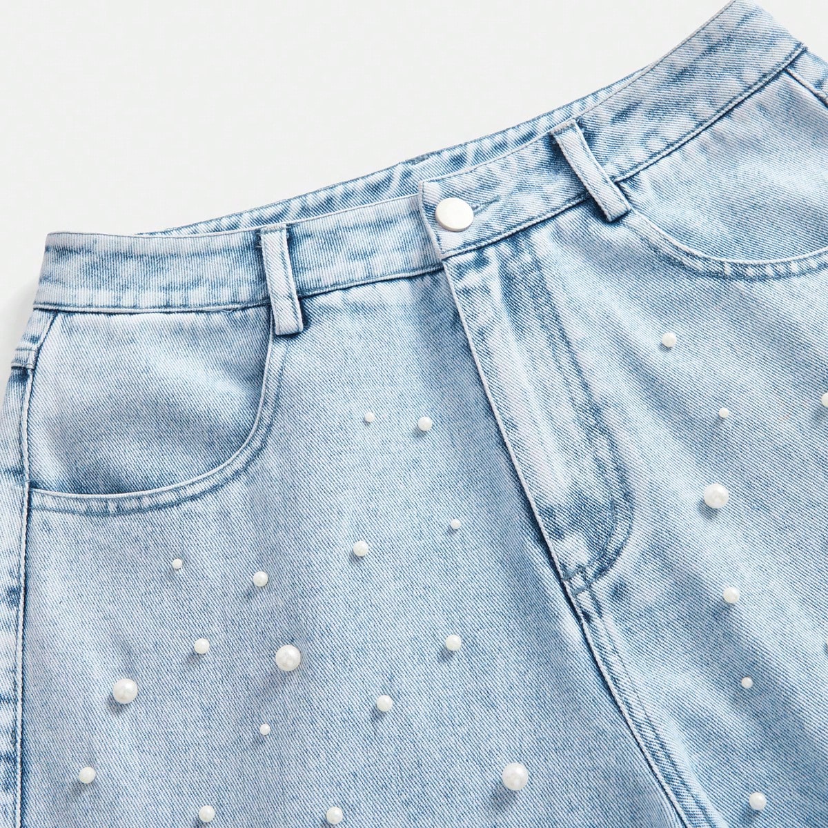 Sofie™ | Pearl-Embellished Wide-Leg Denim Jeans