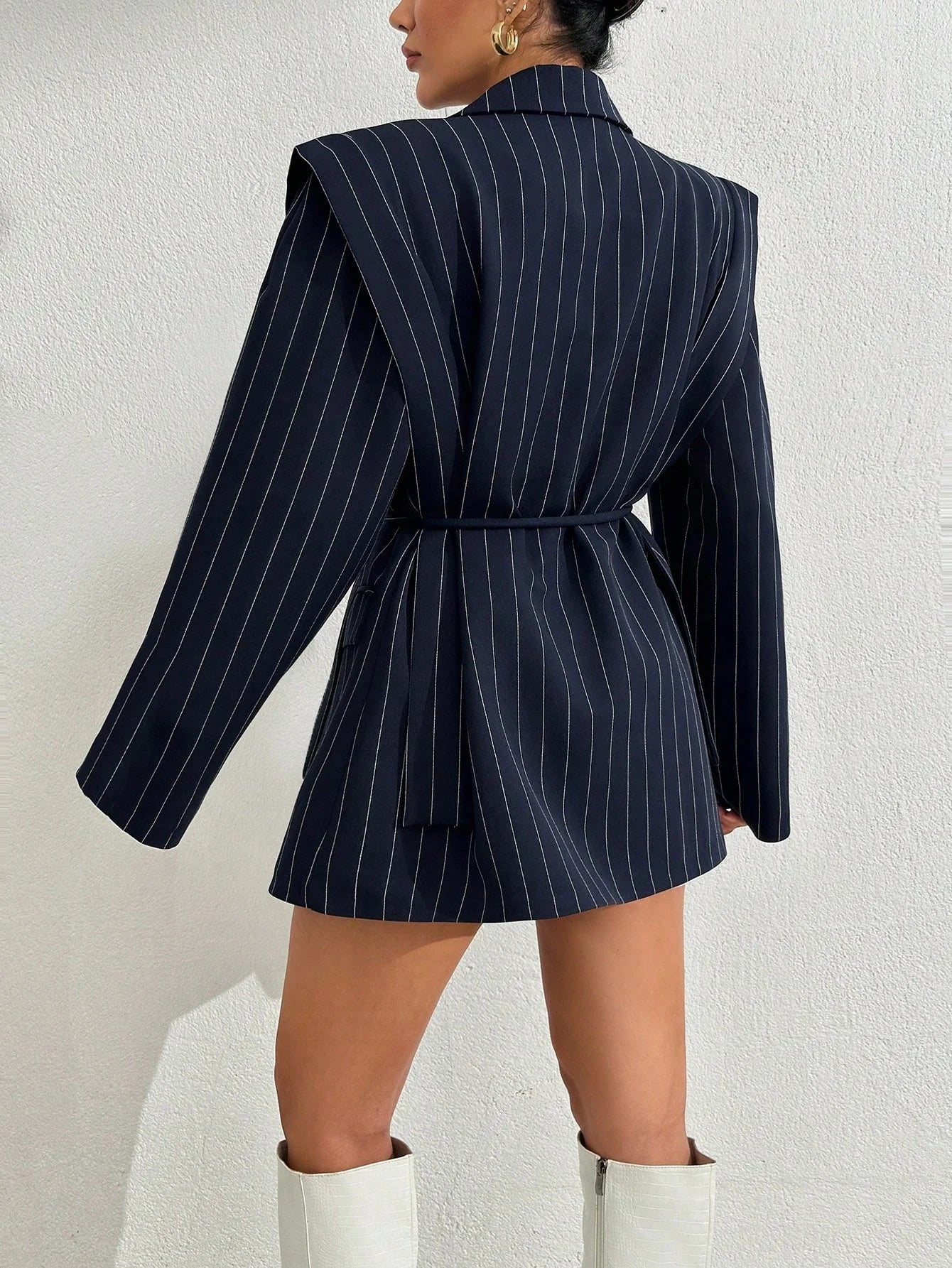 Sofie™ | Navy Blue Striped Double-Breasted Blazer