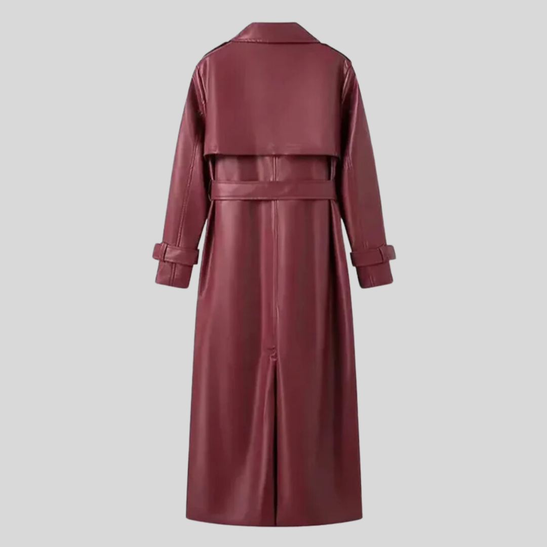 Sofie™ | Long Faux Leather Trench Coat for Women