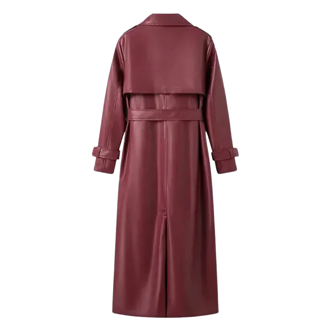 Sofie™ | Long Faux Leather Trench Coat for Women