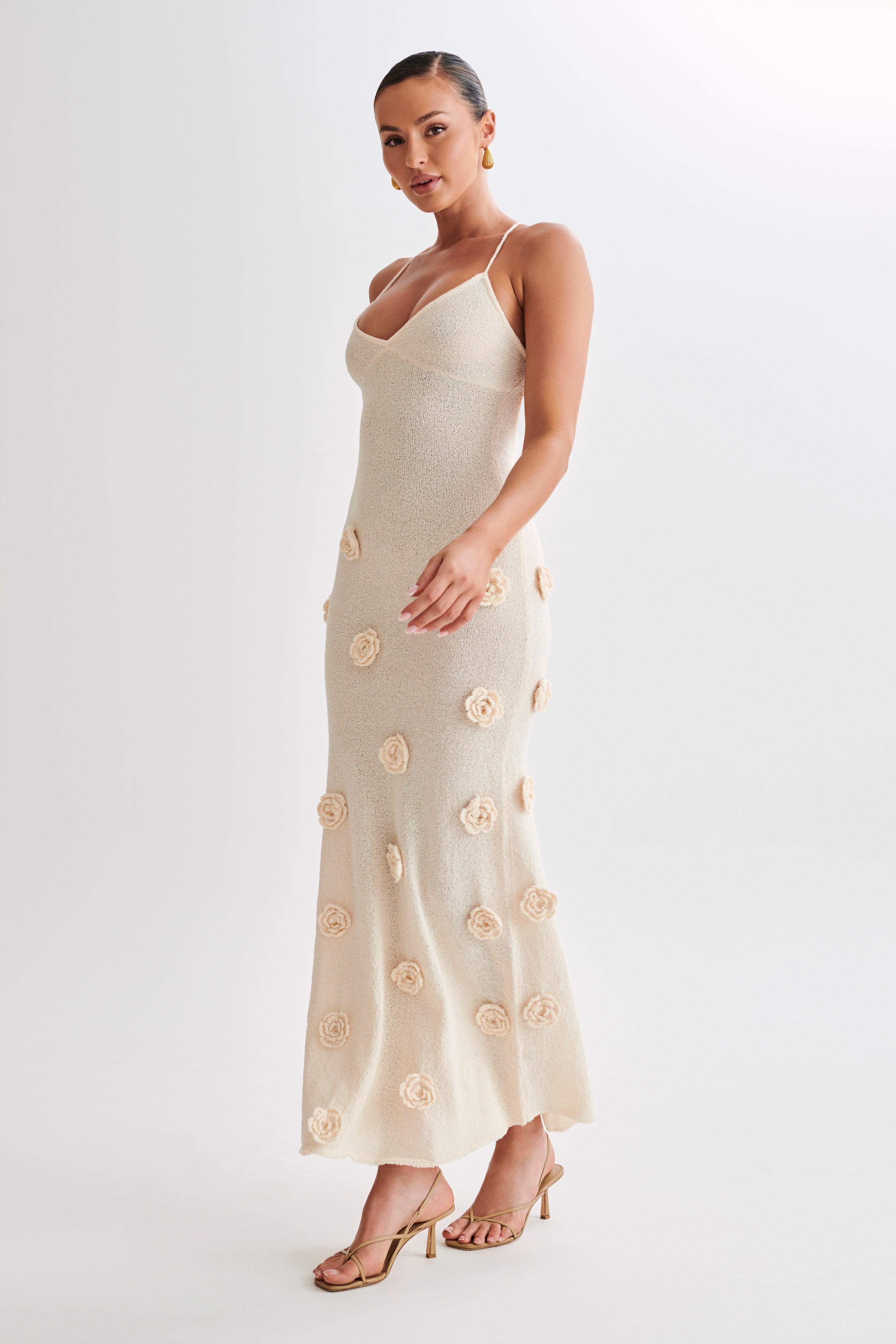 Sofie™ | Suki Knit Maxi Dress With Flowers Nude