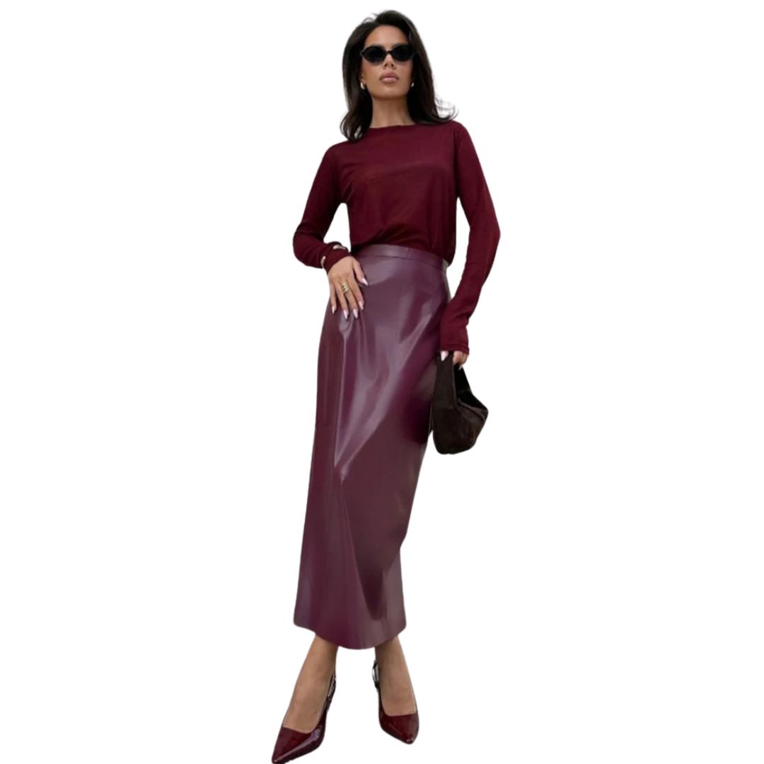 Sofie™ | The Luxe Vinyl Midi Skirt