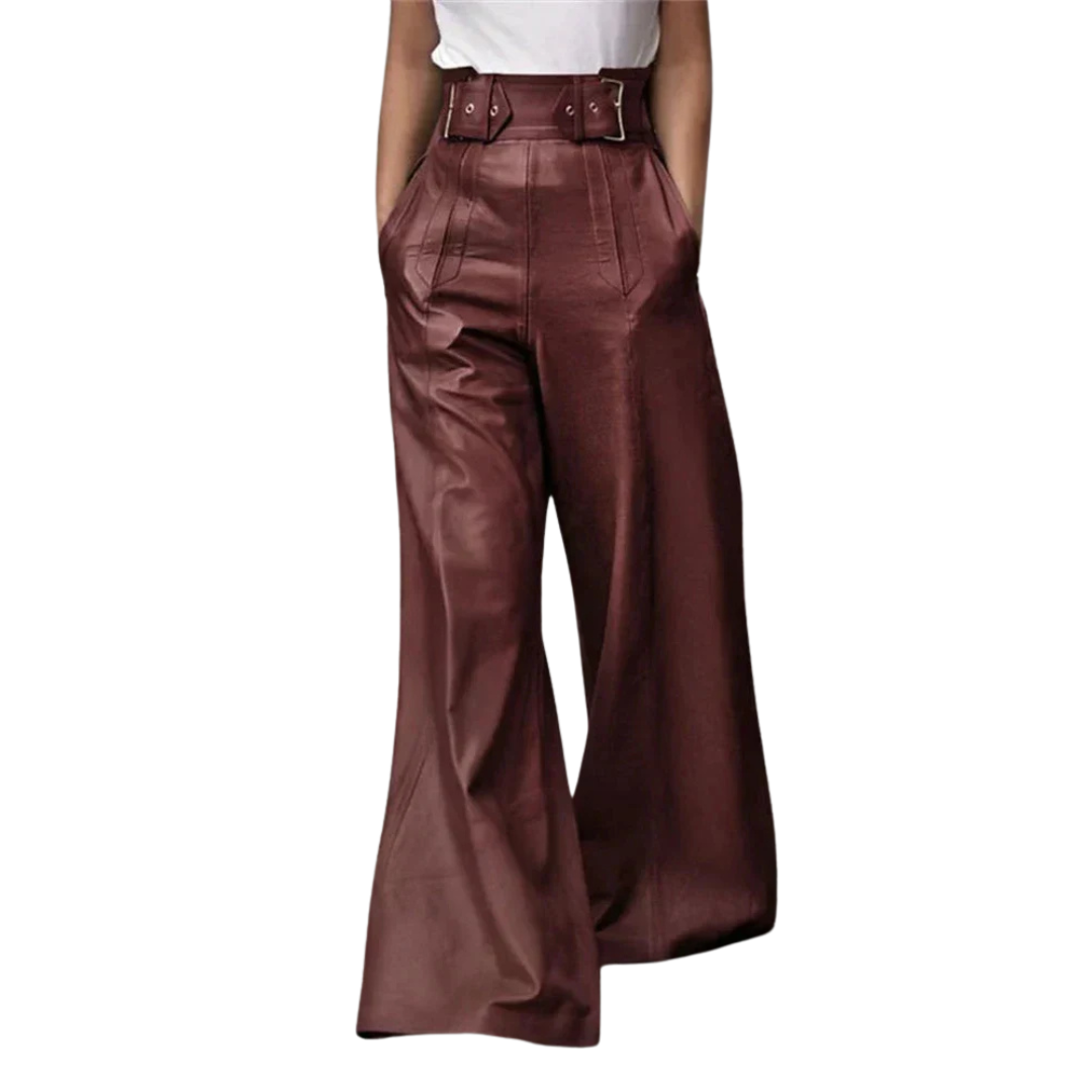 Sofie™ | Modigirl High-Waisted Faux PU Wide-Leg Pants