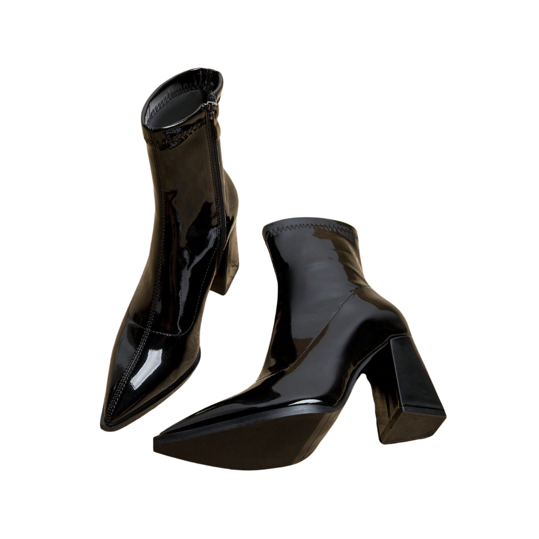 Sofie™ | Teddy Sleek Patent Leather Ankle Boots