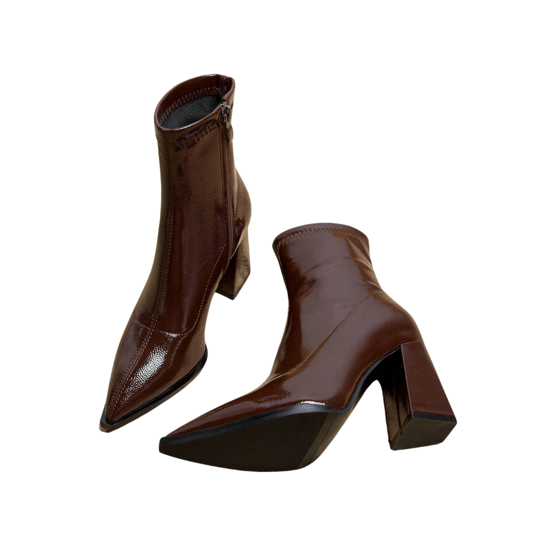 Sofie™ | Teddy Sleek Patent Leather Ankle Boots