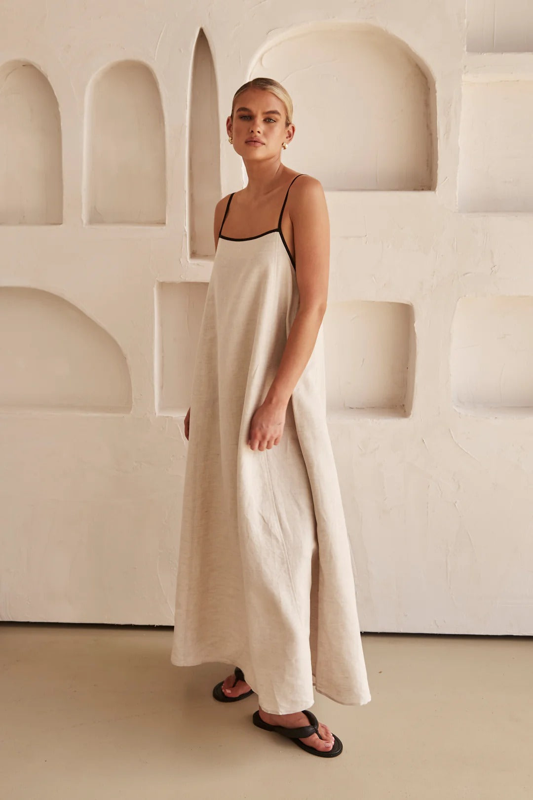 Sofie™ | Contrast Linen Maxi Dress