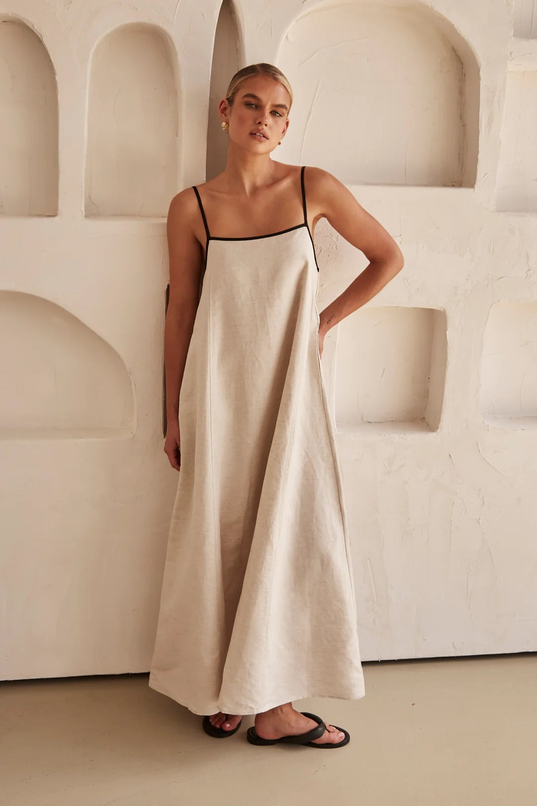 Sofie™ | Contrast Linen Maxi Dress