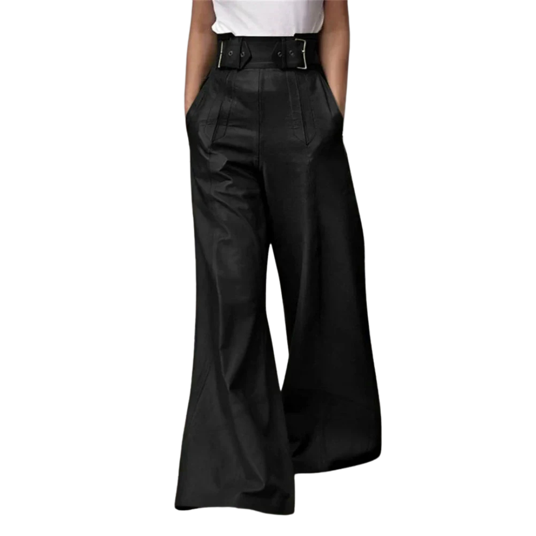 Sofie™ | Modigirl High-Waisted Faux PU Wide-Leg Pants