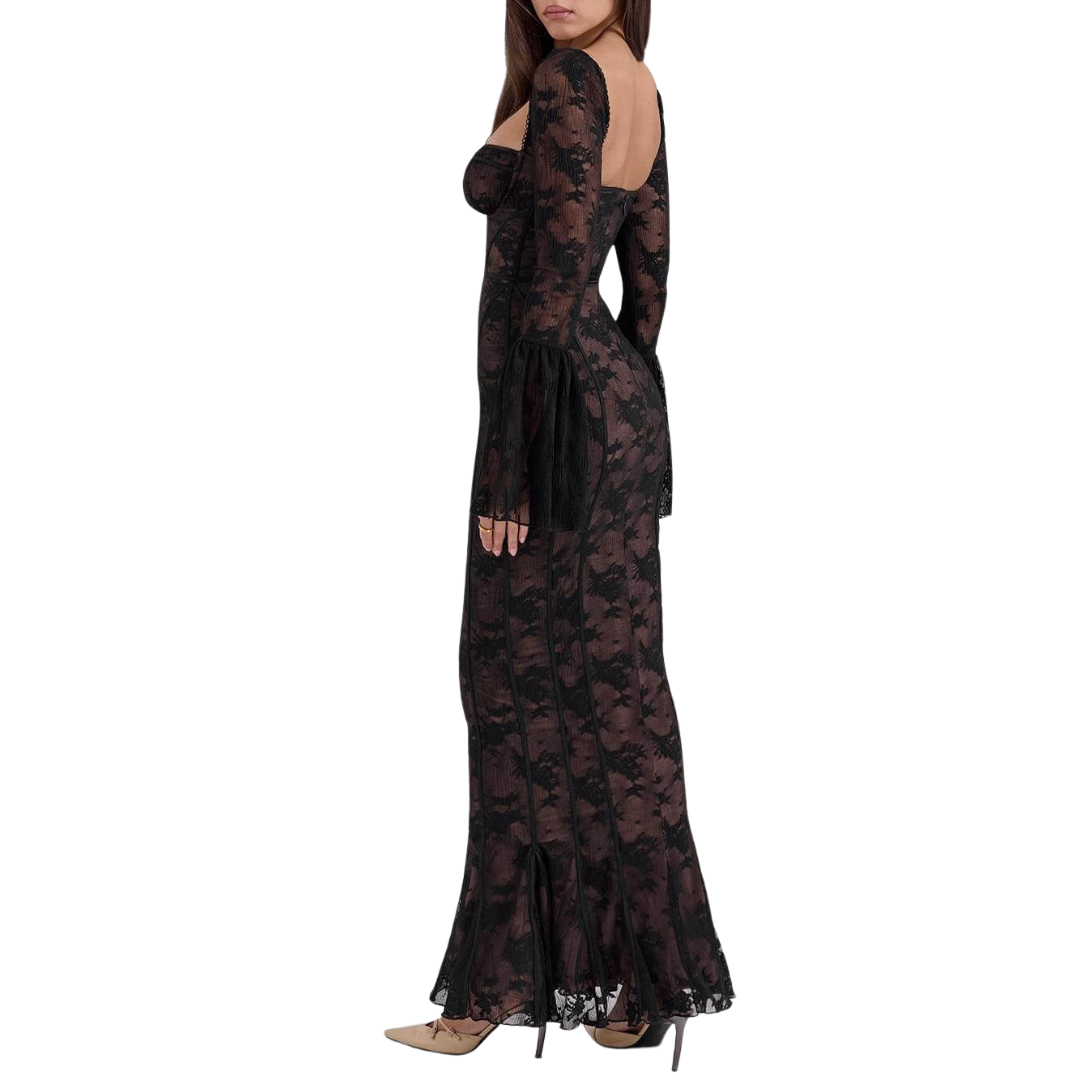 Sofie™ | Black Long Sleeve Lace Maxi Dress