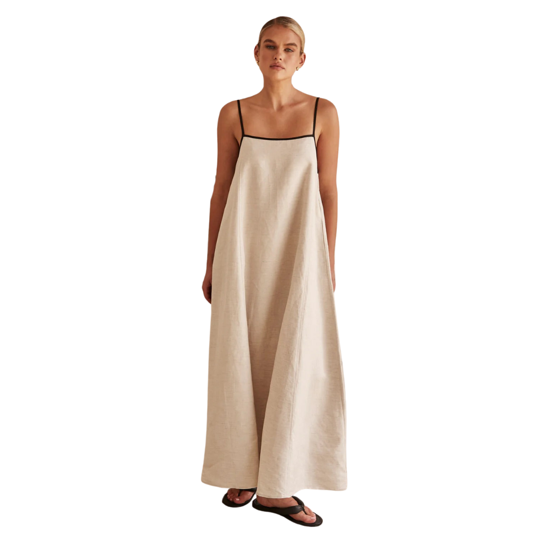 Sofie™ | Contrast Linen Maxi Dress