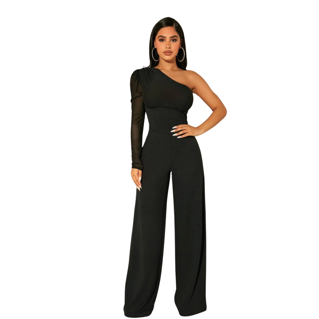 Sofie™ |  Elena One-Shoulder Mesh Jumpsuit