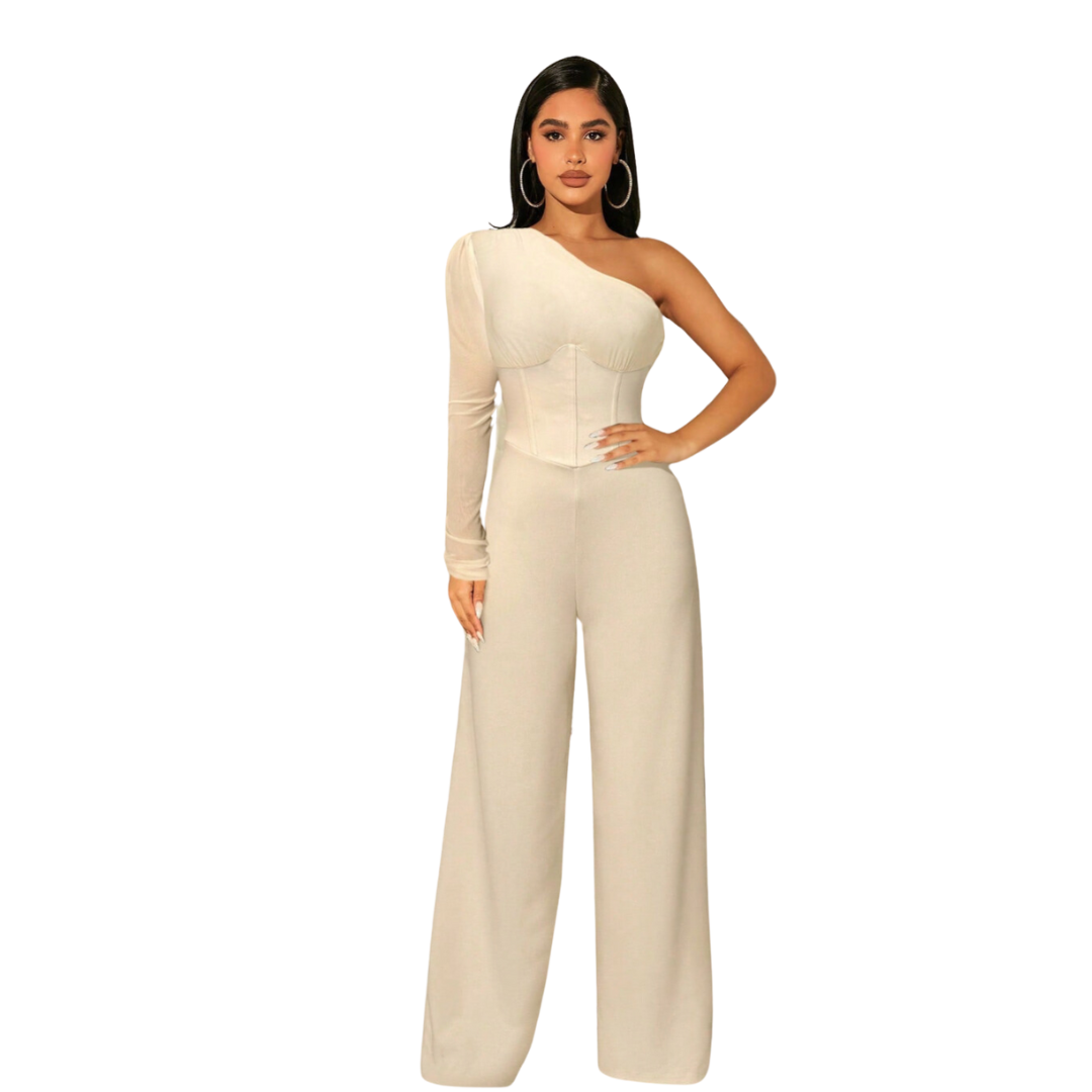 Sofie™ |  Elena One-Shoulder Mesh Jumpsuit