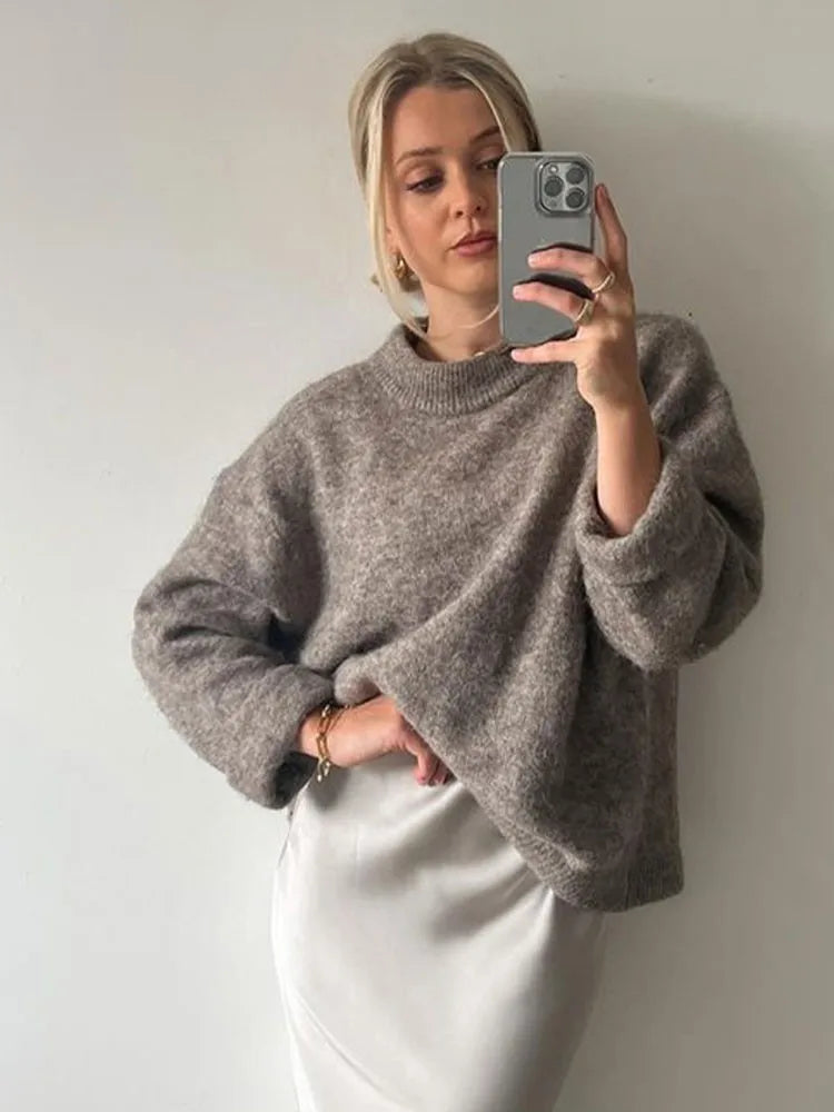 Sofie™ | Luxury Knitted Sweater Plain Round Collar Casual Loose Pullover