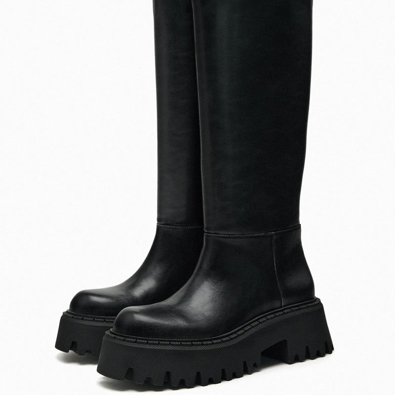 Sofie™ | Timeless Black Chunky Knee-High Boots