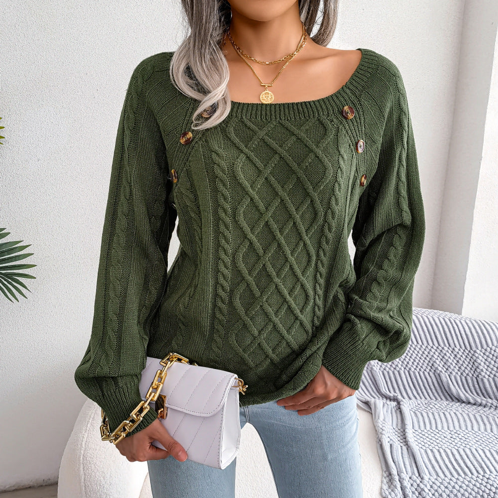 Sofie™ | Elegant Cable Knit Button Jumper