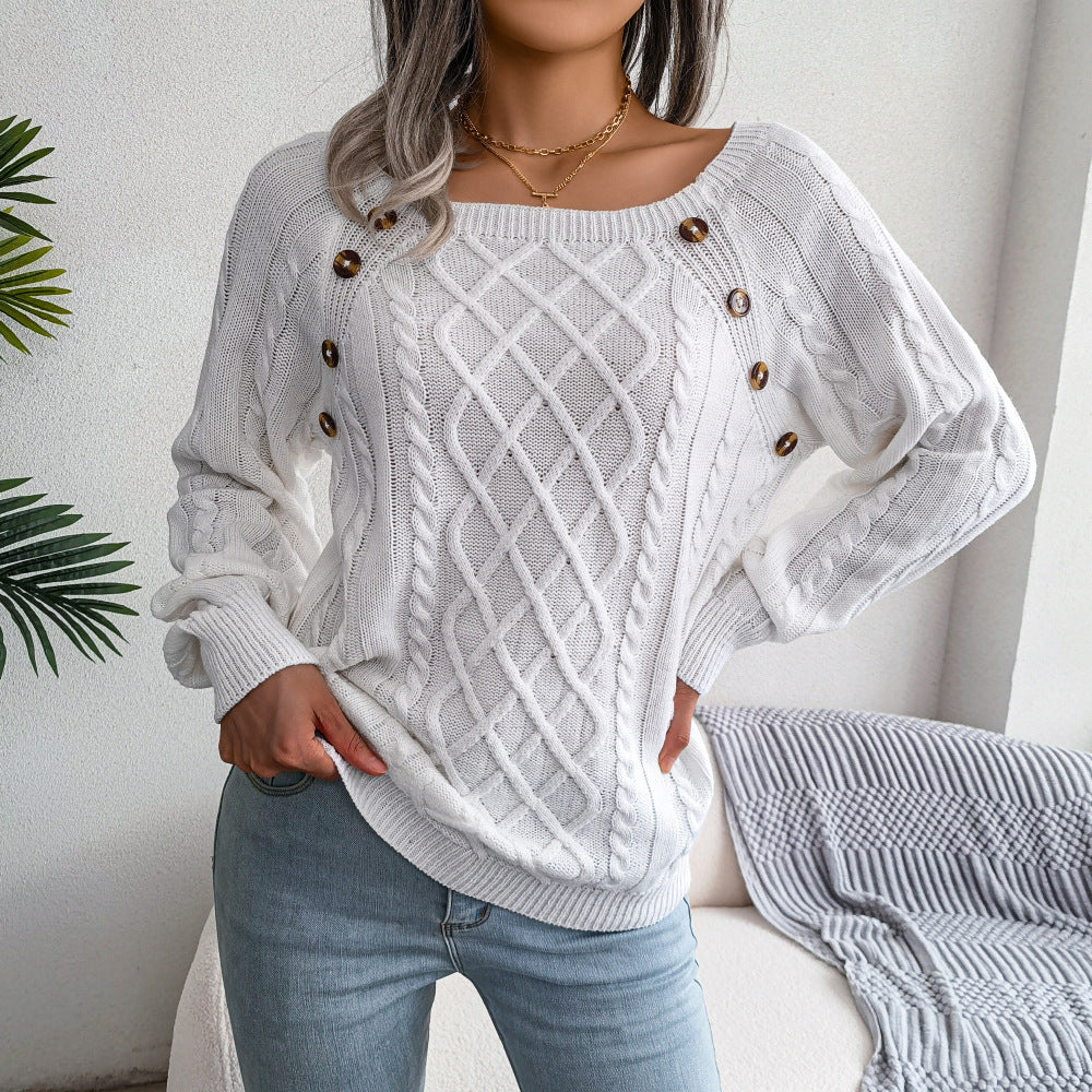 Sofie™ | Elegant Cable Knit Button Jumper