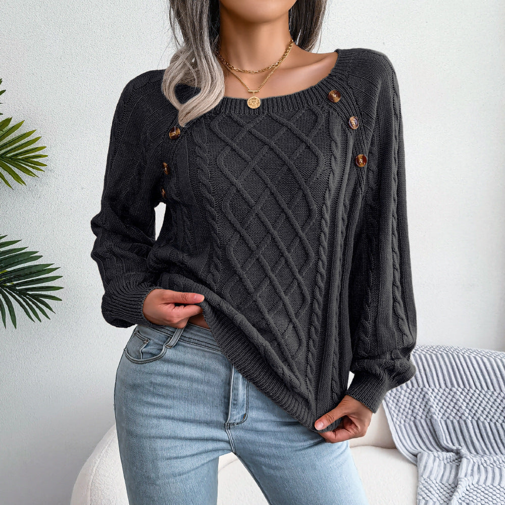 Sofie™ | Elegant Cable Knit Button Jumper