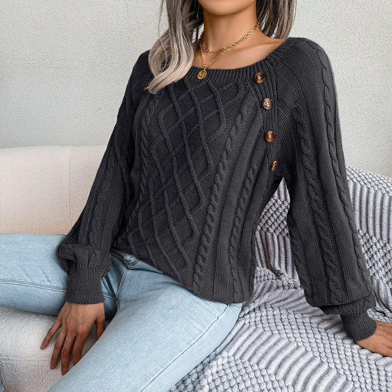 Sofie™ | Elegant Cable Knit Button Jumper