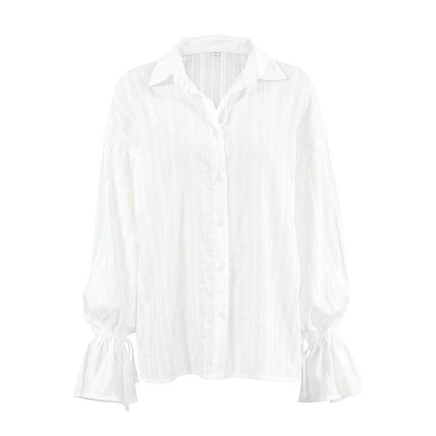 Sofie™ | Striped Tie-Cuff Button-Up Blouse