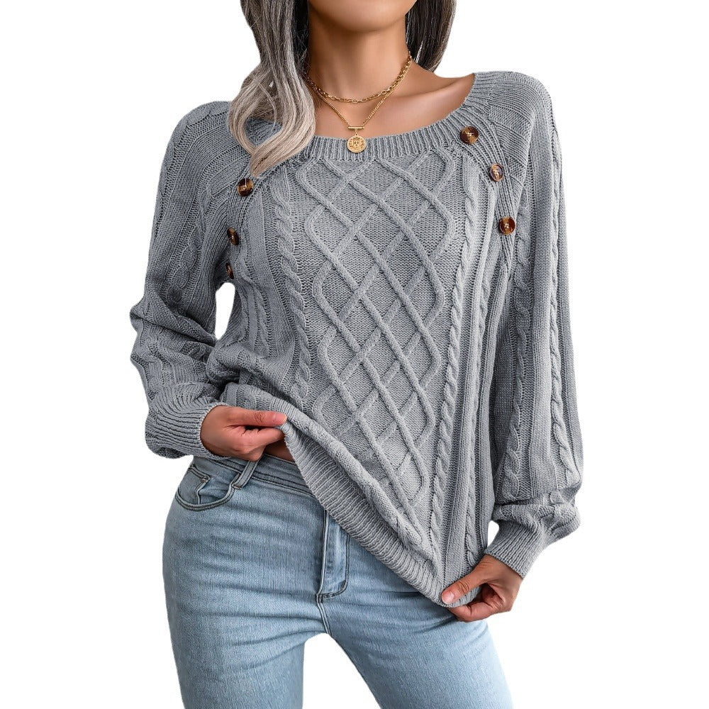 Sofie™ | Elegant Cable Knit Button Jumper