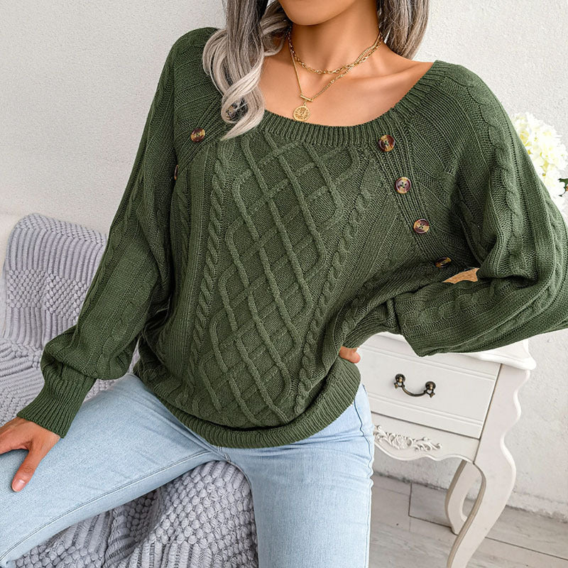 Sofie™ | Elegant Cable Knit Button Jumper