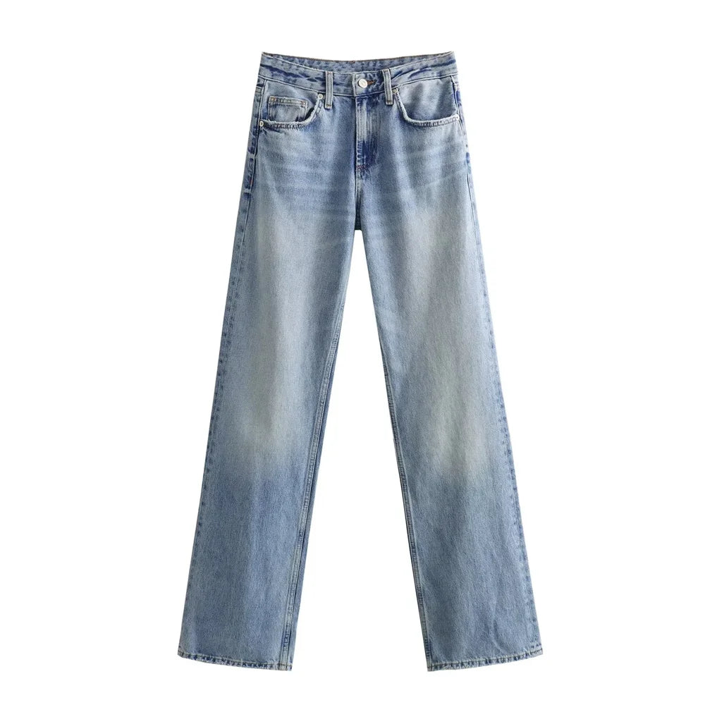 Sofie™ | Vintage Grey High-Waisted Straight-Leg Jeans