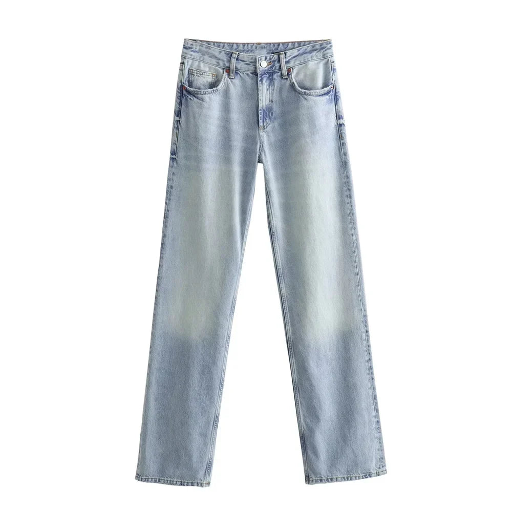 Sofie™ | Vintage Grey High-Waisted Straight-Leg Jeans