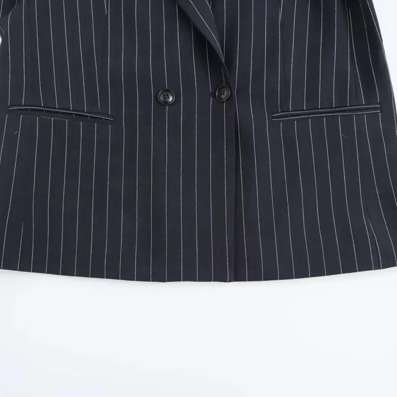 Sofie™ | Classic Pinstripe Double-Breasted Blazer