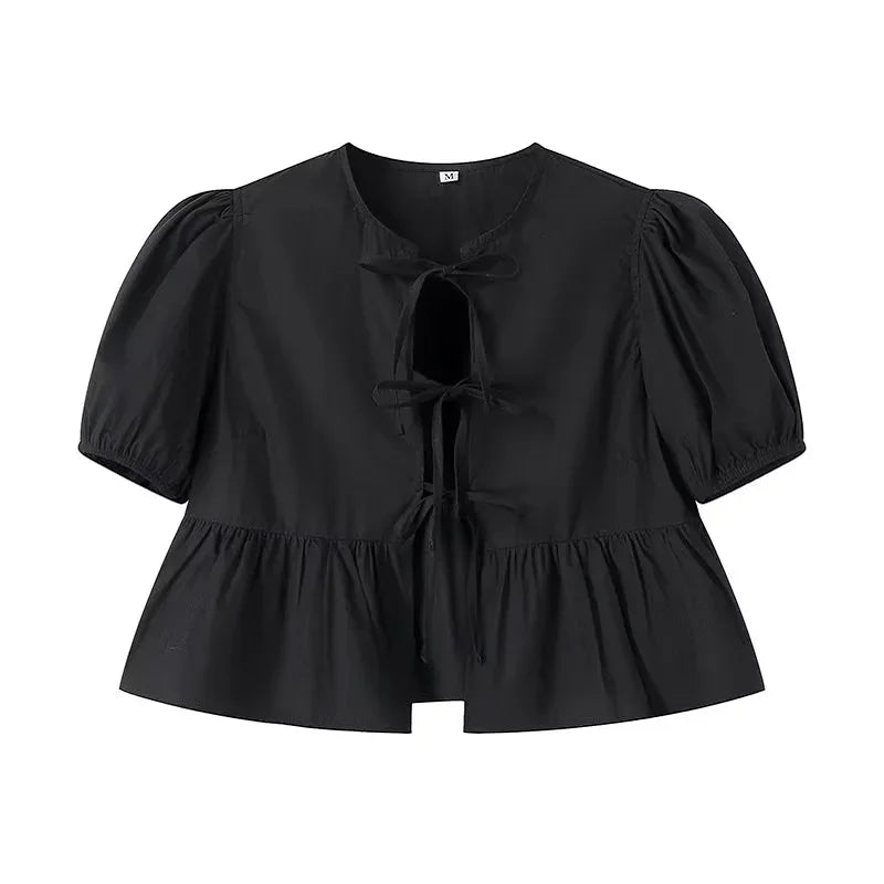 Sofie™ | Elegant Tie-Front Peplum Blouse