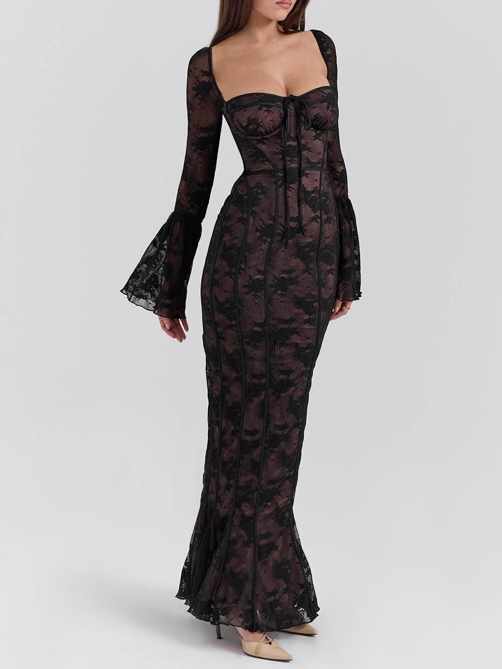 Sofie™ | Black Long Sleeve Lace Maxi Dress