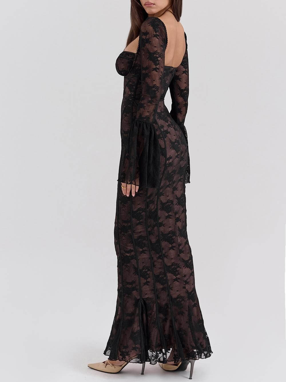 Sofie™ | Black Long Sleeve Lace Maxi Dress