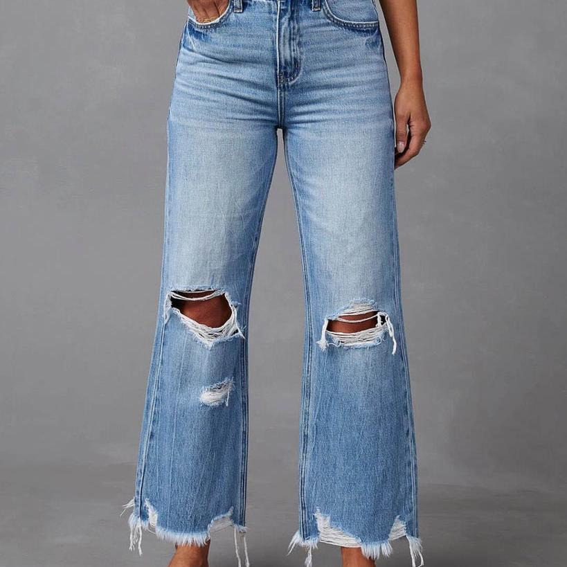 Sofie™ | High-Waisted Distressed Wide-Leg Jeans