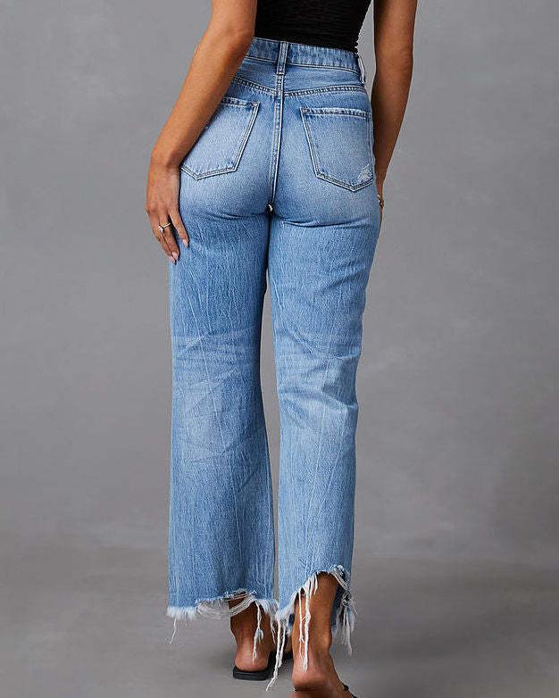 Sofie™ | High-Waisted Distressed Wide-Leg Jeans